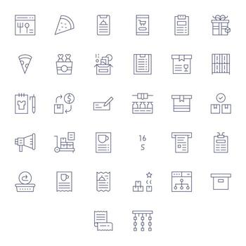 32 Pixel Optimized Thin Line Icons designed for Order Interface vector
