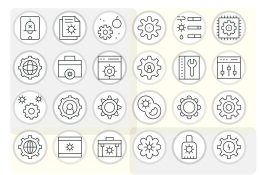 24 256x256 Icons for System Settings in Editable Thin Line Format vector