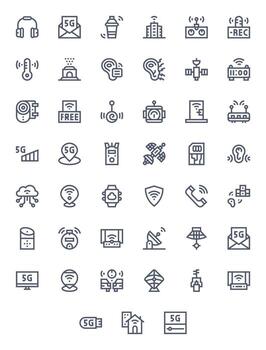 inalámbrico escalable conjunto presentando 45 píxel optimizado negrita línea 256x256 íconos vector