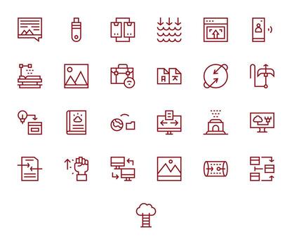 25 Icons inspired by Upload in PIXEL Perfect 128x128 Regular Line quality vector