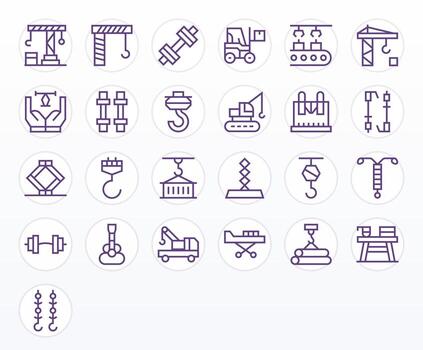Lifting Scalable Set featuring 25 Editable Regular Line Retina Ready Icons vector