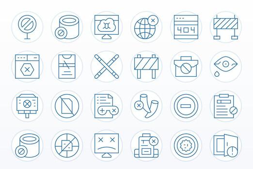 24 Retina Ready Icons for Access Denied in Pixel Optimized Thin Line Format vector