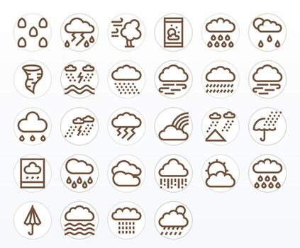 Stormy Editable Set with 28 High Resolution Bold Line Icons vector