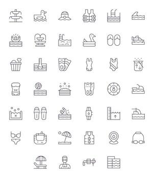 40 Thin Line Icons designed for Pool in Retina Ready Pixel Optimized format vector