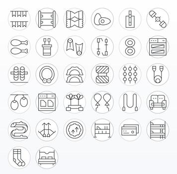 doble completar paquete con 32 64 x 64 Delgado línea píxel alineado íconos vector