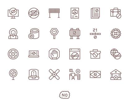 25 Retina Ready Regular Line Icons optimized for No Access Editable display vector