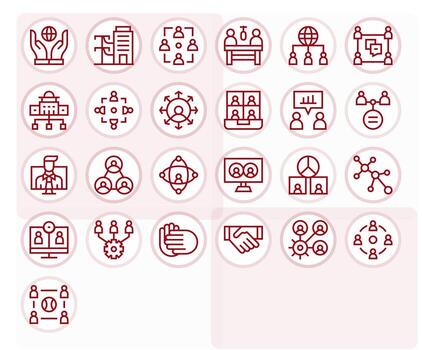 Collaboration Retina Ready Icon Pack with 25 Regular Line Pixel Optimized Elements vector
