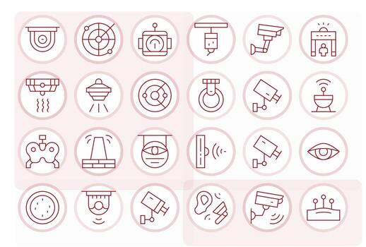 24 Icons for Detection featuring Retina Ready Pixel Aligned Thin Line Graphics vector