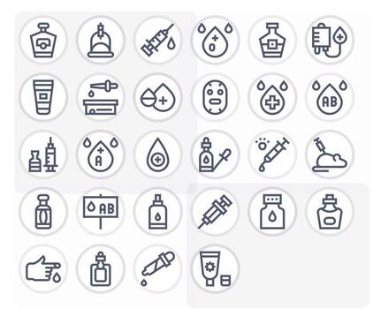 28 Retina Ready Bold Line Icons optimized for Serum Grid Fitted display vector