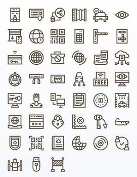 45 retina Listo negrita línea píxel alineado íconos para acceso proyectos vector