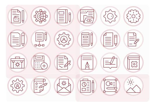 24 Pixel Optimized Thin Line Icons designed for Modify Interface vector