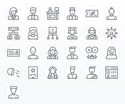 Client Scalable Set featuring 25 PIXEL Perfect Regular Line 64x64 Icons vector