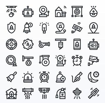 Alarm Ultimate Package with 36 128x128 Bold Line Pixel Optimized Icons vector