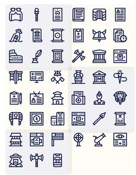 History Icon Set with 45 Bold Line High Resolution PIXEL Perfect Graphics vector