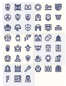 Bold Line Grid Fitted Icons from Protection Set with 45 High Resolution Icons vector