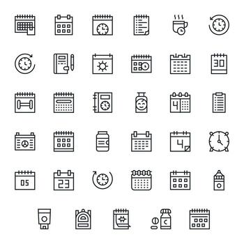 35 Regular Line Icons for Daily in crisp 256x256 Editable resolution vector