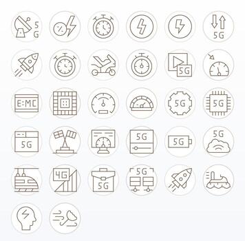 32 Pixel Optimized Thin Line Icons from Speed Collection vector