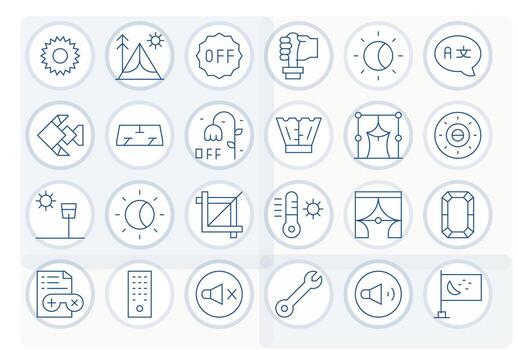 ajuste icono conjunto con 24 Delgado línea alto resolución píxel alineado gráficos vector