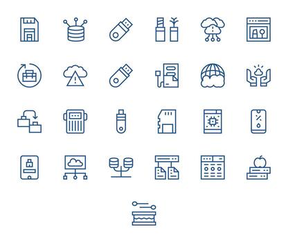 Backup Icon Set with 25 Regular Line High Resolution Editable Graphics vector