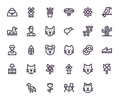 Simple Design Graphics featuring 28 Bold Line Pixel Aligned 256x256 Designs vector