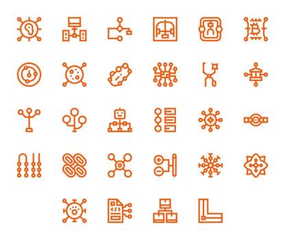 28 negrita línea monitor Perfecto íconos hecho a mano para nodo 64 x 64 aplicaciones vector