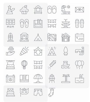 40 Icons for Holiday optimized in Display Perfect Retina Ready Thin Line resolution vector