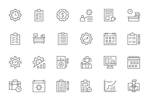 24 128x128 íconos para productividad en píxel alineado Delgado línea formato vector