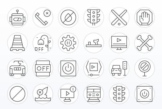 Thin Line Display Perfect Icons from Stop Set with 24 High Resolution Icons vector