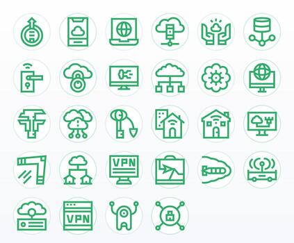 28 Bold Line Grid Fitted Icons for Remote Access Graphics vector