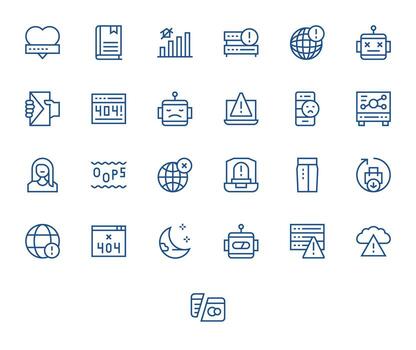 Offline Icon Set with 25 Regular Line 256x256 Editable Graphics vector