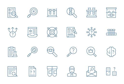 24 Icons for Investigation optimized in Detail Enhanced 256x256 Thin Line resolution vector