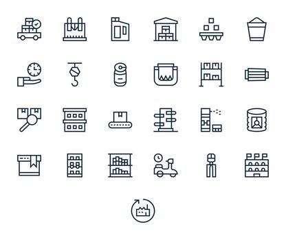 25 Regular Line Grid Fitted 128x128 Icons from Logistic Suite vector