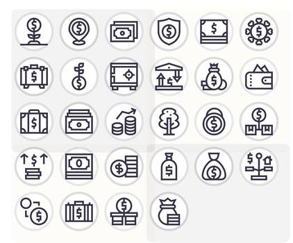 Assets Icon Set with 28 Bold Line High Resolution Detail Enhanced Graphics vector
