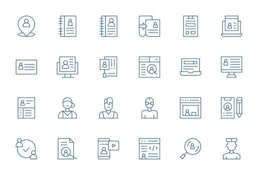 usuario datos moderno colección con 24 Delgado línea 256x256 píxel optimizado íconos vector