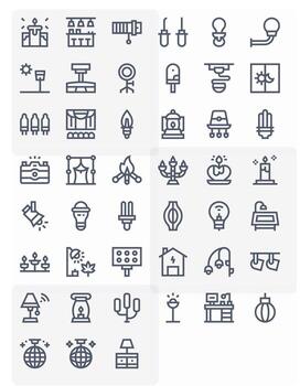 Lighting Icon Set with 45 Bold Line Retina Ready Pixel Optimized Graphics vector
