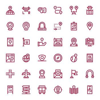 36 negrita línea íconos diseñado para ruta en alto resolución cuadrícula equipado formato vector