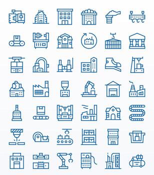42 Regular Line Display Perfect Icons crafted for Factory Retina Ready applications vector