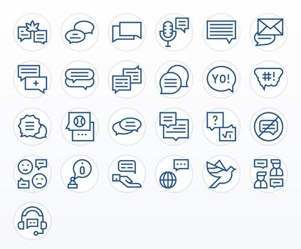 Chat Scalable Set featuring 25 Display Perfect Regular Line 256x256 Icons vector