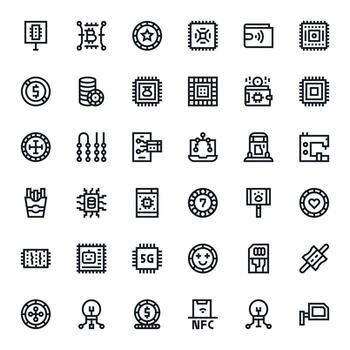 Chip Icon Toolkit featuring 36 PIXEL Perfect 128x128 Bold Line elements vector