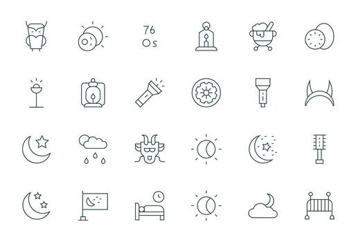 24 Icons for Dark featuring 128x128 Display Perfect Thin Line Graphics vector
