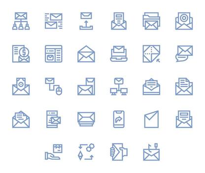 28 cuadrícula equipado negrita línea íconos desde enviar colección vector