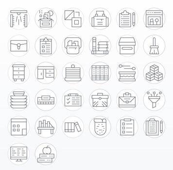 32 Delgado línea monitor Perfecto íconos para organizar gráficos vector