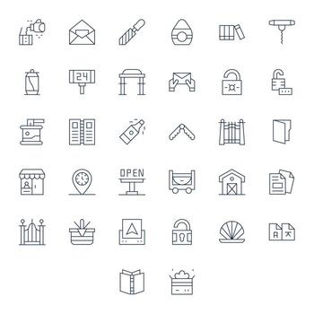 32 Retina Ready Thin Line Icons optimized for Open Pixel Aligned display vector