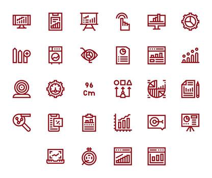 28 256x256 Bold Line Pixel Aligned Icons for Metrics Projects vector