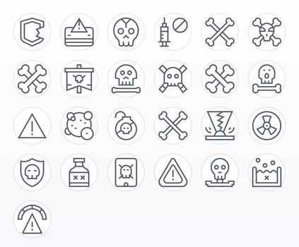 Unsafe Professional Set with 25 Regular Line Pixel Optimized 128x128 Icons vector