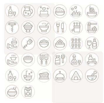 Serving Scalable Set featuring 32 Display Perfect Thin Line Retina Ready Icons vector