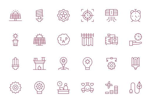 Efficient Digital Pack containing 24 Grid Fitted Thin Line High Resolution Icons vector