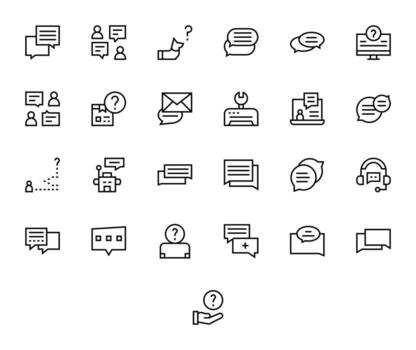 Support Request Graphics featuring 25 Regular Line Pixel Optimized 128x128 Designs vector