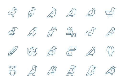 24 Retina Ready Icons for Feathered in Pixel Optimized Thin Line Format vector