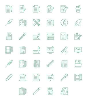 Writing Graphics featuring 40 Thin Line PIXEL Perfect 64x64 Designs vector
